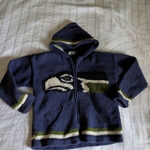🧥 Seattle Seahawks Handmade Wool Zip Hoodie Sweater